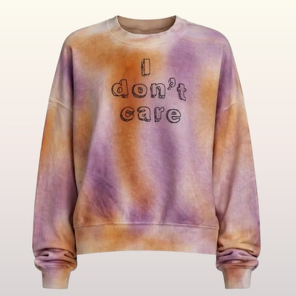 NWT R13 I Don't Care Cropped Crewneck Sweatshirt size Small Tie Dye Oversized
